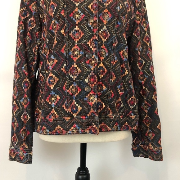 Coldwater Creek Multi Colored Tribal Print Embroidered Jacket Medium - Picture 3 of 8